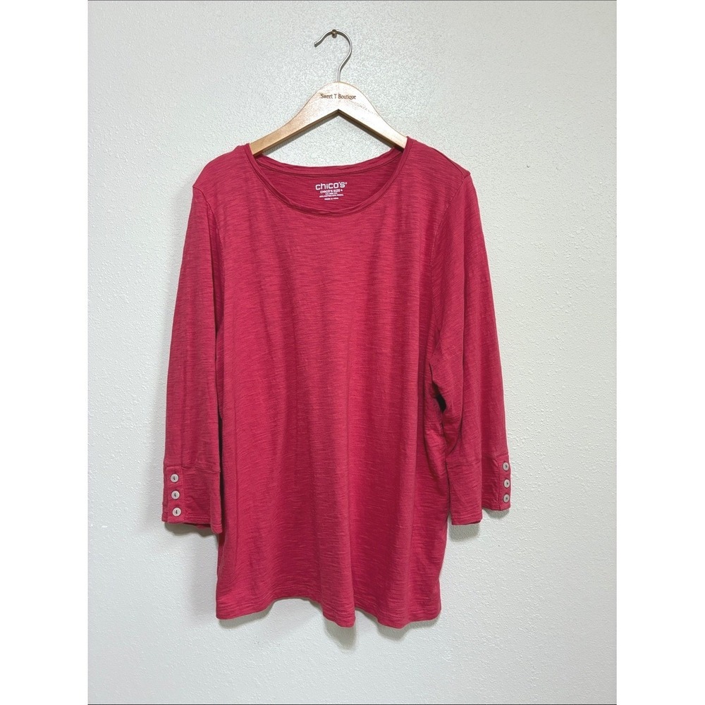Chico's Size 4 US XXL Cotton Modal Scoop Neck 3/4 Sleeve Tunic Top 2023 Classic